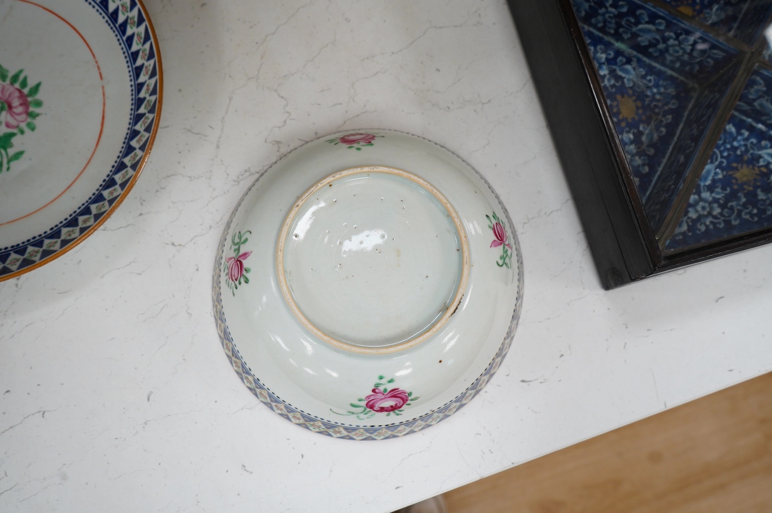 A matching Chinese Persian dish and bow and a separate dish, bowl 12cm diameter. Condition - fair to good